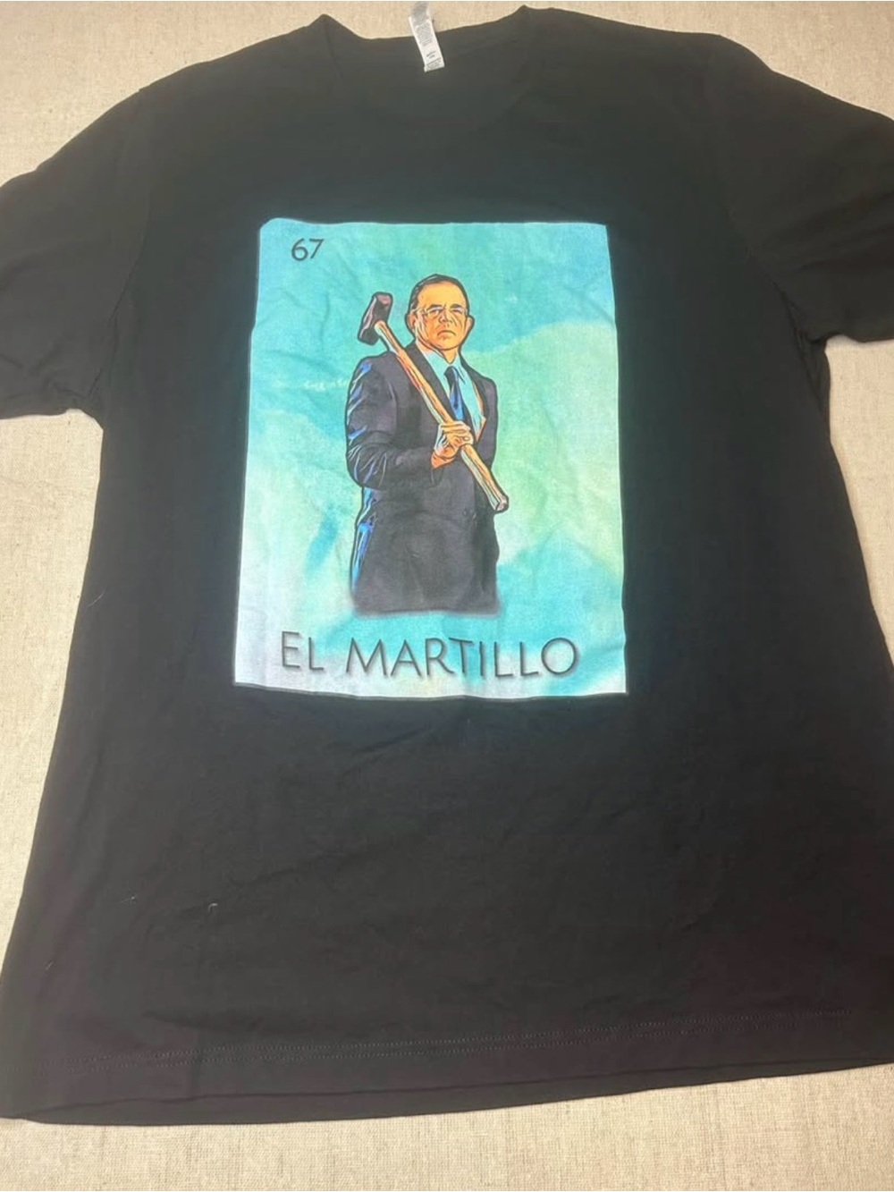 Jim Adler "El Martillo" Lotería Graphic T-Shirt | Bella+Canvas Size 2XL | Black